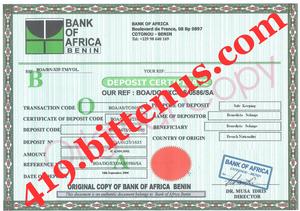 deposit certificate benedicta